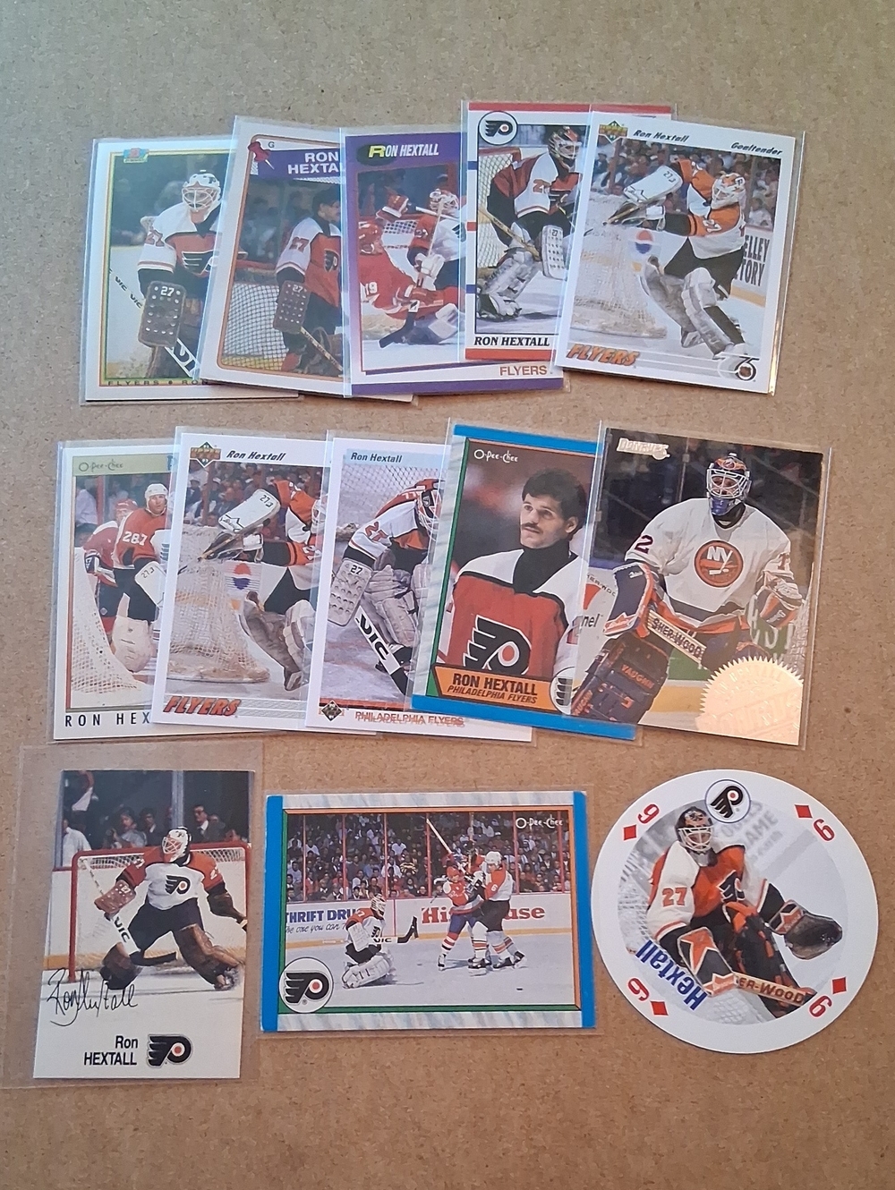 Ron Hextall Philadelphia Flyers Hockey Card Collection - Orange/White/Black